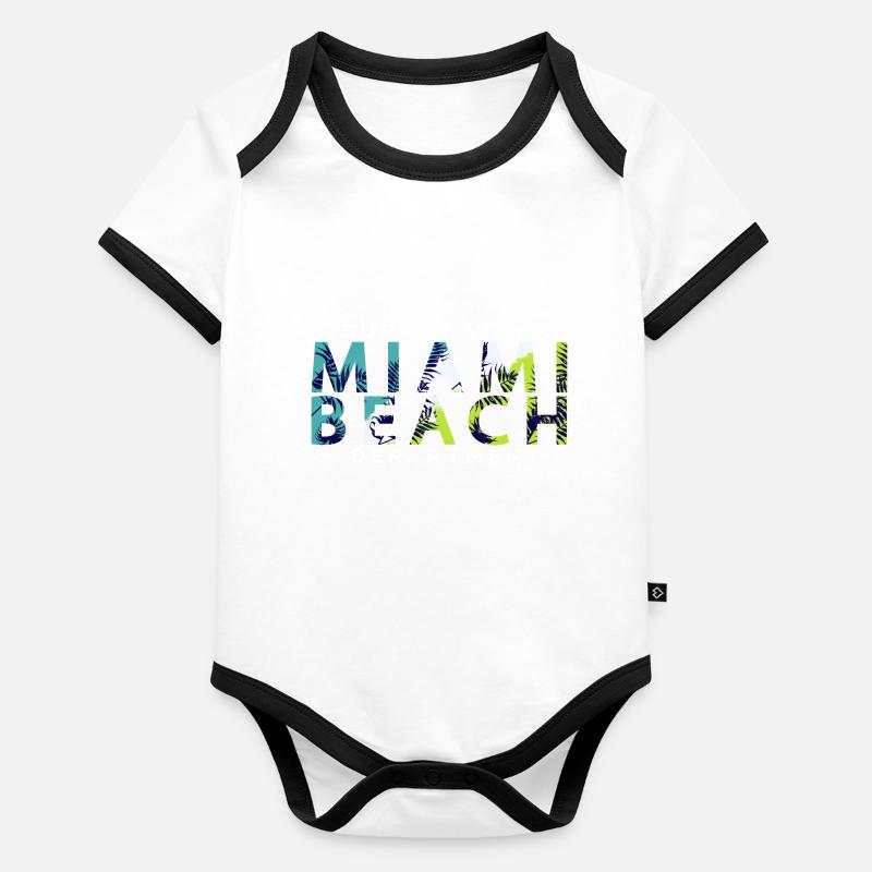 Miami Beach Surfer Wear Baby Bio-Kurzarm-Kontrastbody