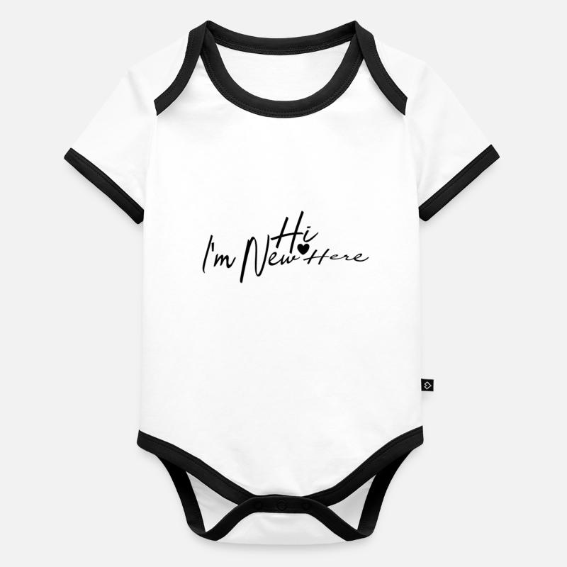 Hi I´m New Here Baby Bio-Kurzarm-Kontrastbody