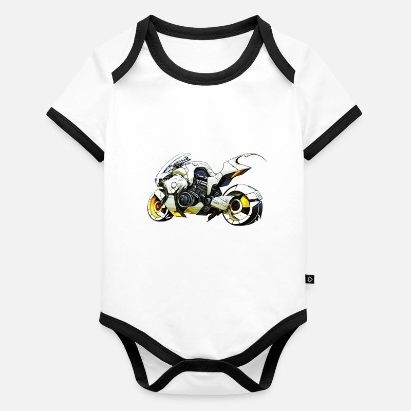 La moto comme machine de course dans le scénario futur Body Bébé bio contrasté manches courtes