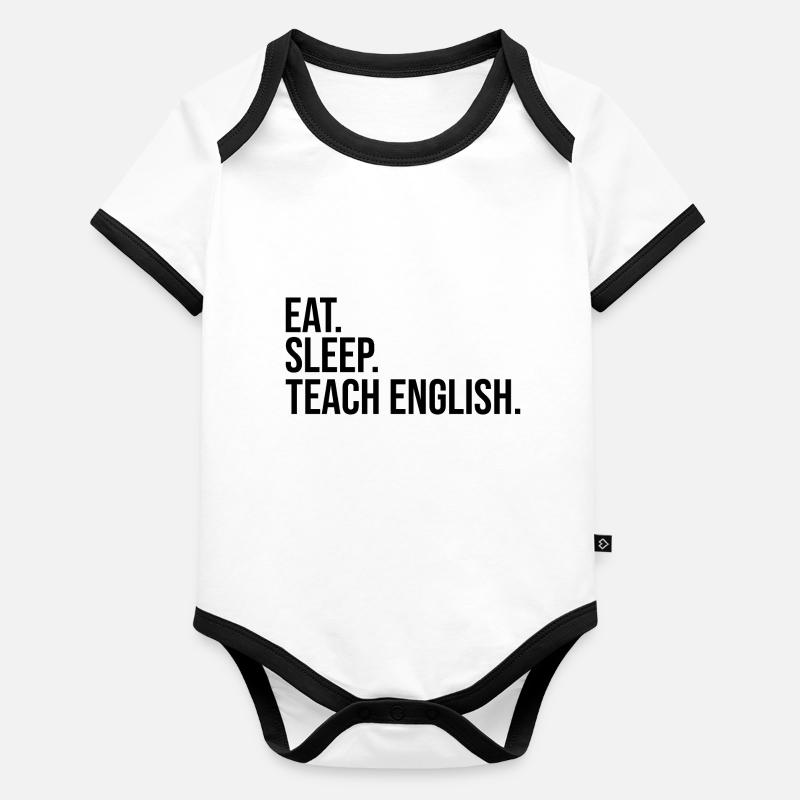 manger dormir enseigner l’anglais Body Bébé bio contrasté manches courtes