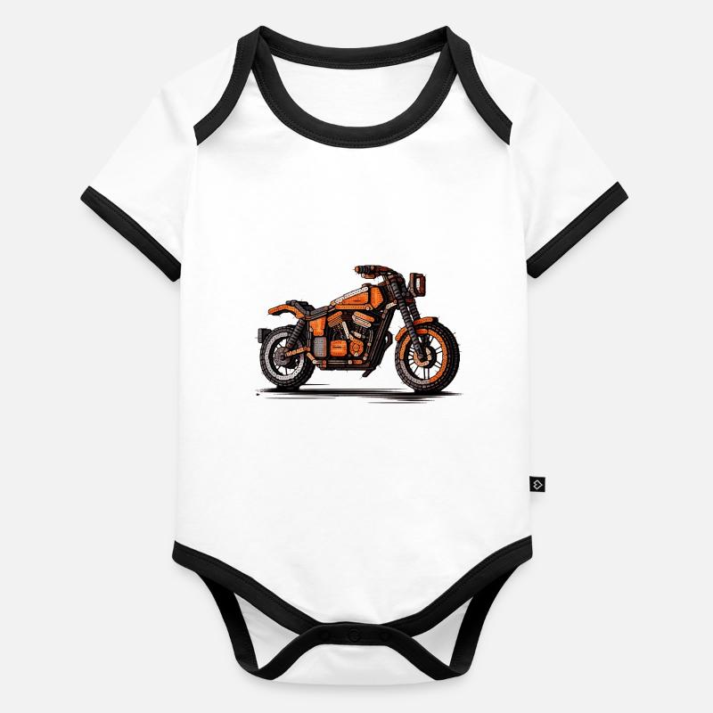 La moto comme voiture classique en graphismes 16 bits Body Bébé bio contrasté manches courtes