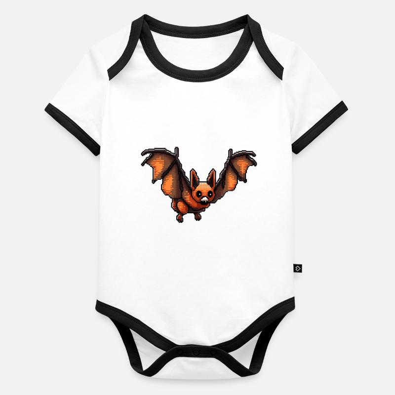 Flying fox reminiscent of retro video game 8 bit graphics Organic Baby Contrasting Bodysuit