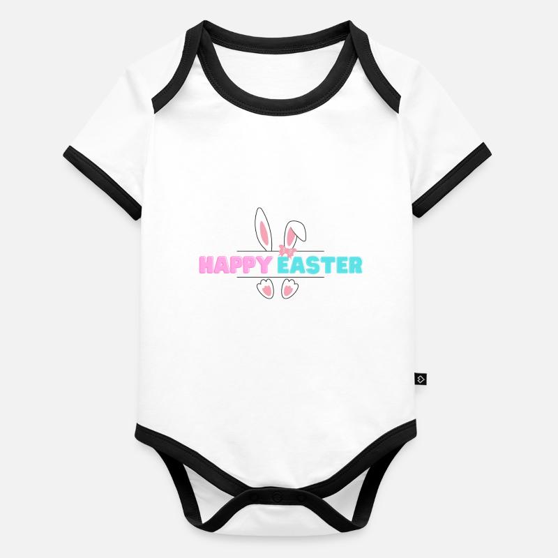 Happy Easter Baby Bio-Kurzarm-Kontrastbody