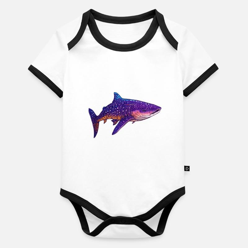 Un géant parmi les poissons : le requin-baleine Body Bébé bio contrasté manches courtes