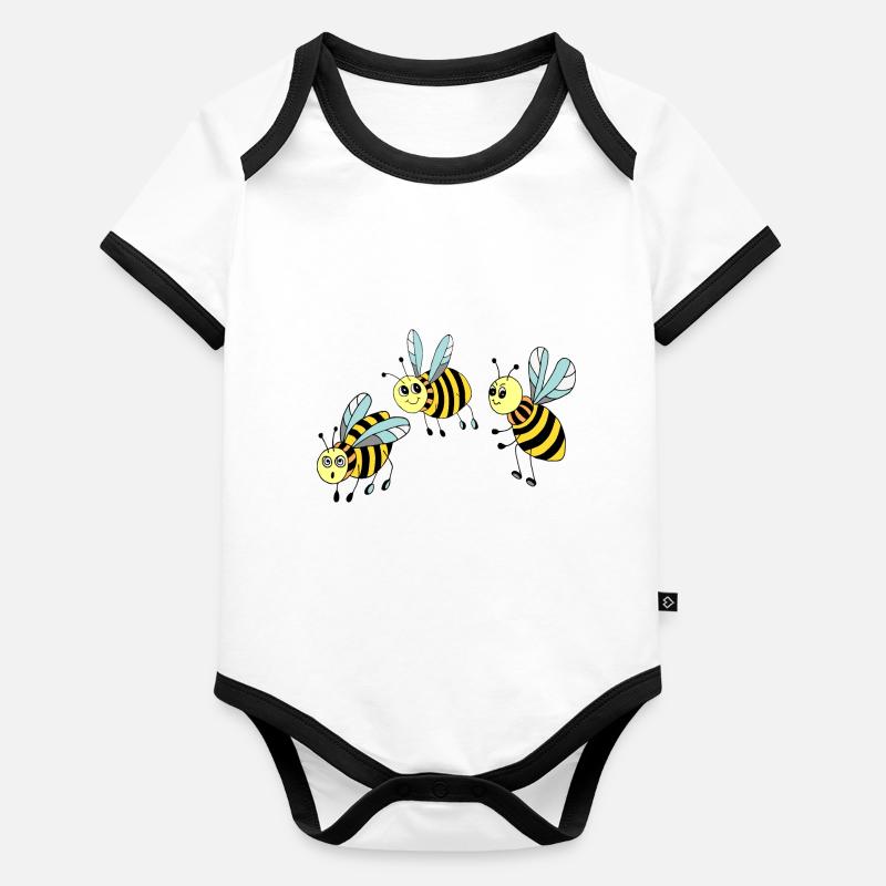 Abeilles Body Bébé bio contrasté manches courtes