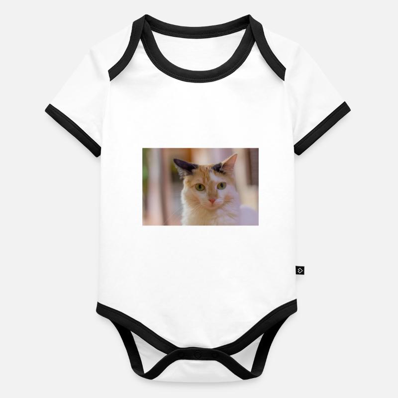 le chat Body Bébé bio contrasté manches courtes