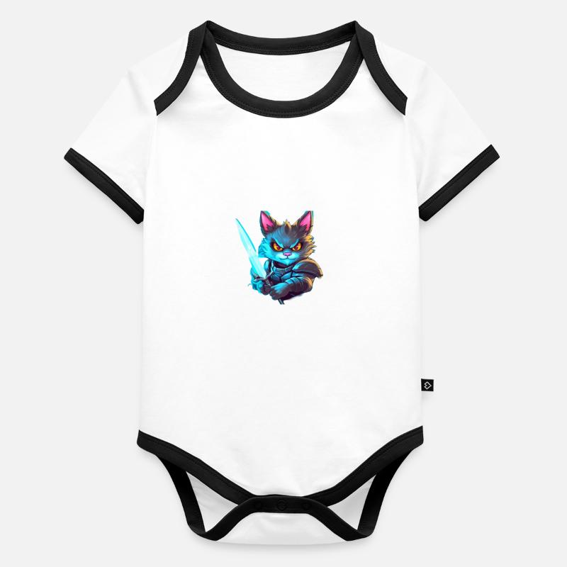 DarkCat (Dunkle Katze) Baby Bio-Kurzarm-Kontrastbody