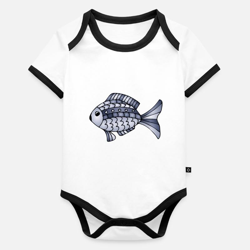 Poisson Body Bébé bio contrasté manches courtes
