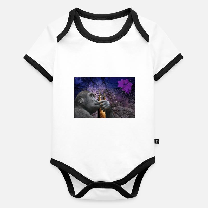 Monkey. Organic Baby Contrasting Bodysuit