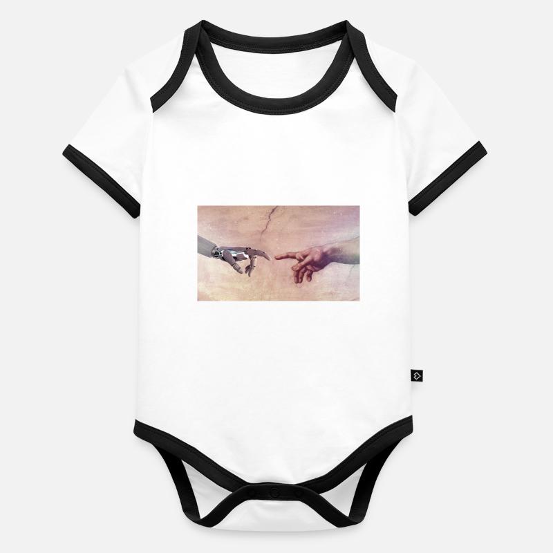 Main de robot Body Bébé bio contrasté manches courtes