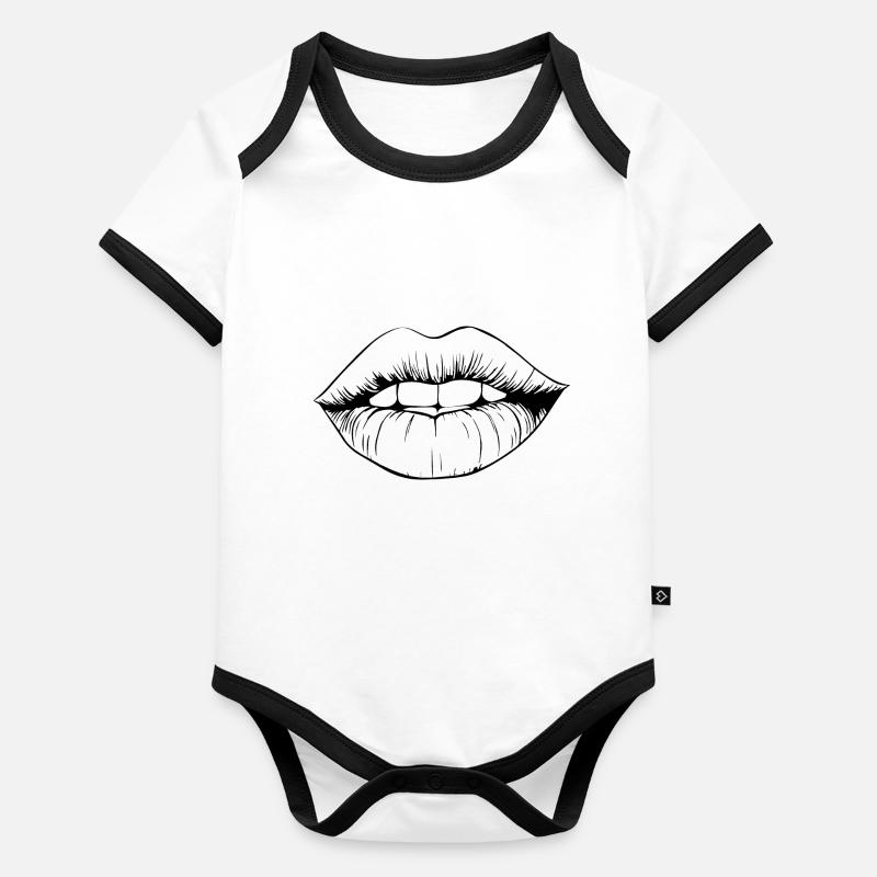 Lips, mouth, kissing lips Organic Baby Contrasting Bodysuit