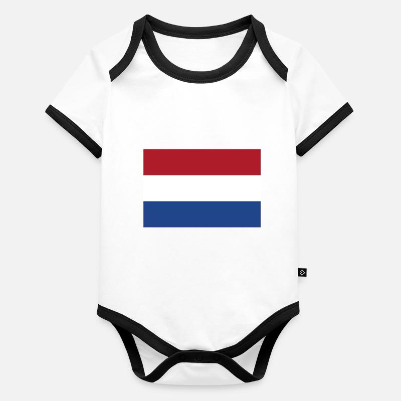 Drapeau néerlandais Body Bébé bio contrasté manches courtes