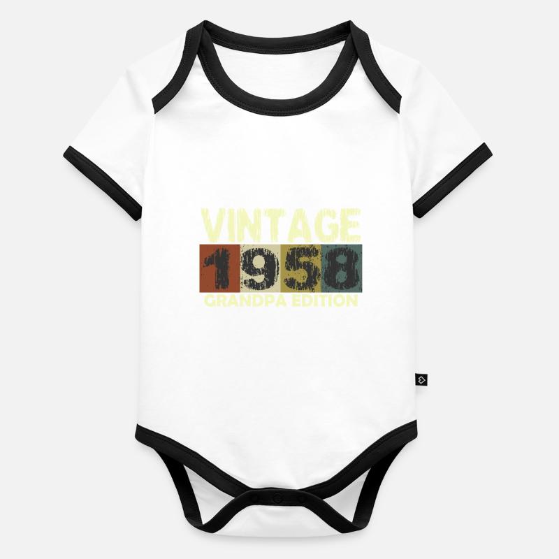 Vintage Birthday rétro sunset design Body Bébé bio contrasté manches courtes