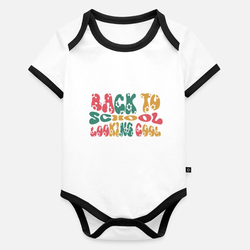 Back To School Looking Coo, Schulanfang Schulstart Baby Bio-Kurzarm-Kontrastbody