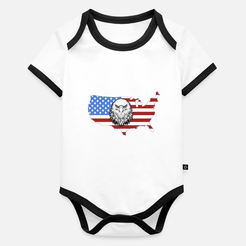American Pride - A Patriotic Map with the Eagle Organic Baby Contrasting Bodysuit