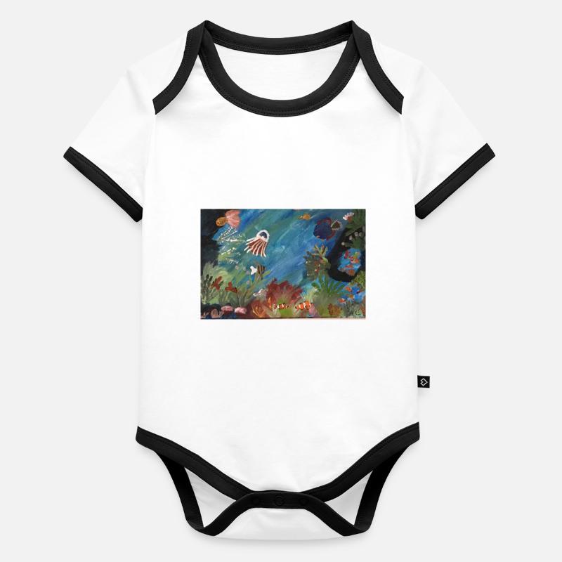 récif corallien Body Bébé bio contrasté manches courtes