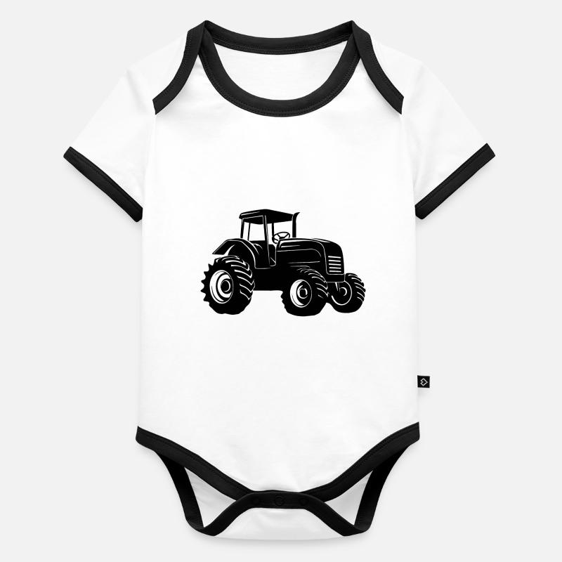 Tracteur Body Bébé bio contrasté manches courtes
