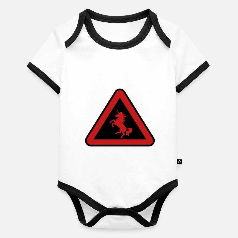 Attention licorne, danger Body Bébé bio contrasté manches courtes