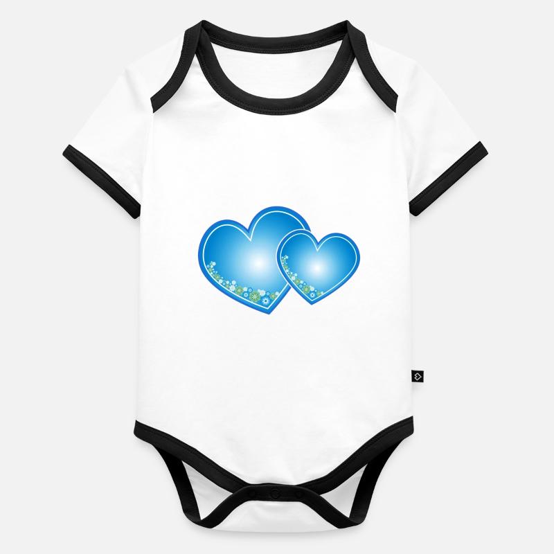 Blaue Herzen Baby Bio-Kurzarm-Kontrastbody