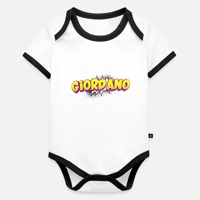 Giordano benutzerdefinierter Name Comic-Stil Pop-Art, Baby Bio-Kurzarm-Kontrastbody