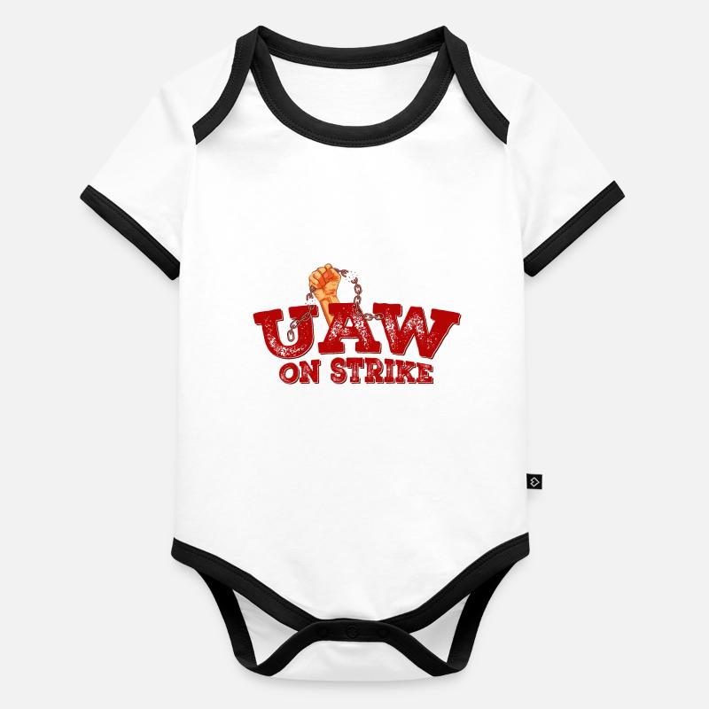 UAW strong Unionize - United We Bargain, Divided Organic Baby Contrasting Bodysuit