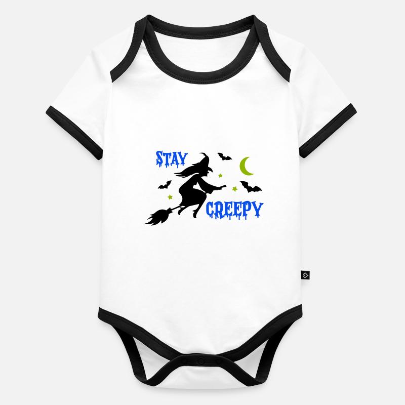 Restez Creepy Witch 1 Body Bébé bio contrasté manches courtes