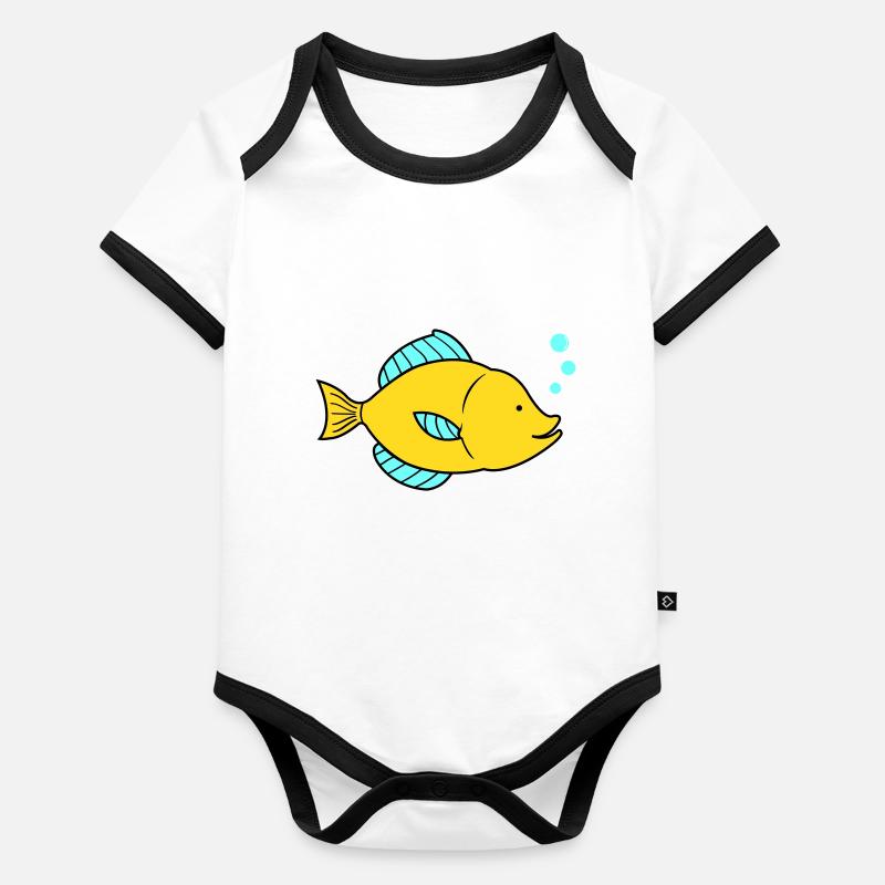 fisch comic - Baby Bio-Kurzarm-Kontrastbody - 