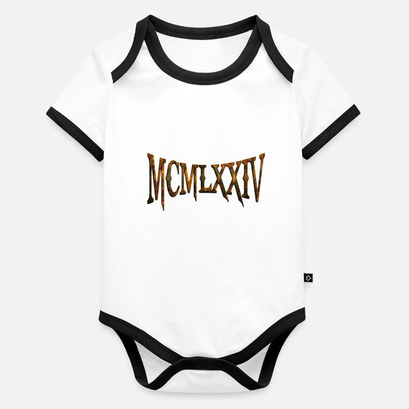 MCMLXXIV 50-årsdag 1974 bursdagsgave Økologisk kortermet kontrast-babybody