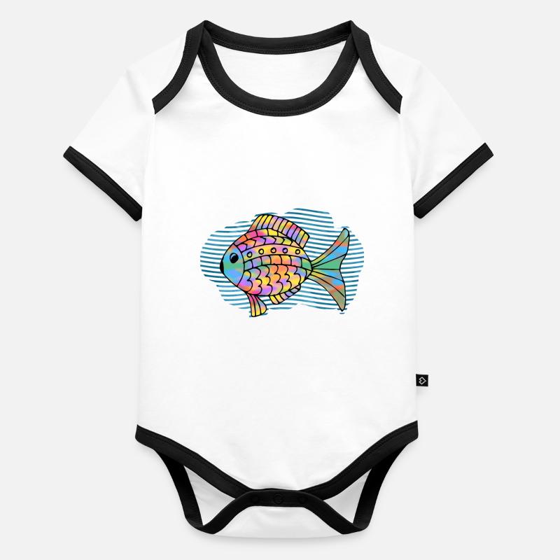 Poisson Body Bébé bio contrasté manches courtes