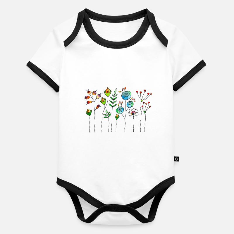 Fleur Body Bébé bio contrasté manches courtes