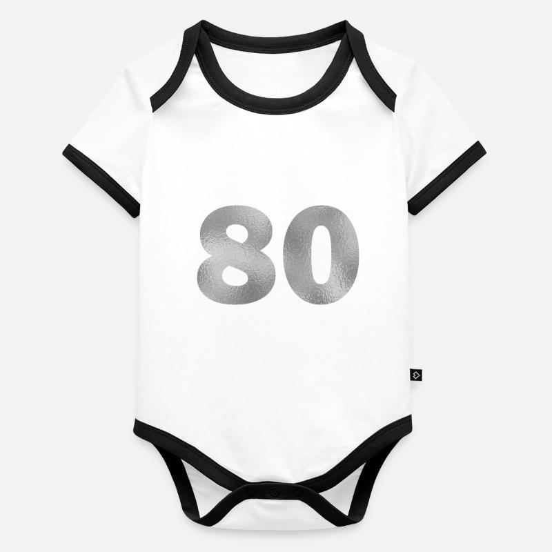 Anniversaire 80 ans Body Bébé bio contrasté manches courtes