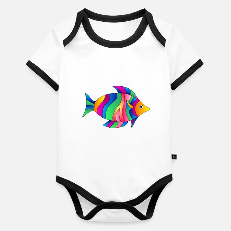 Poisson Body Bébé bio contrasté manches courtes