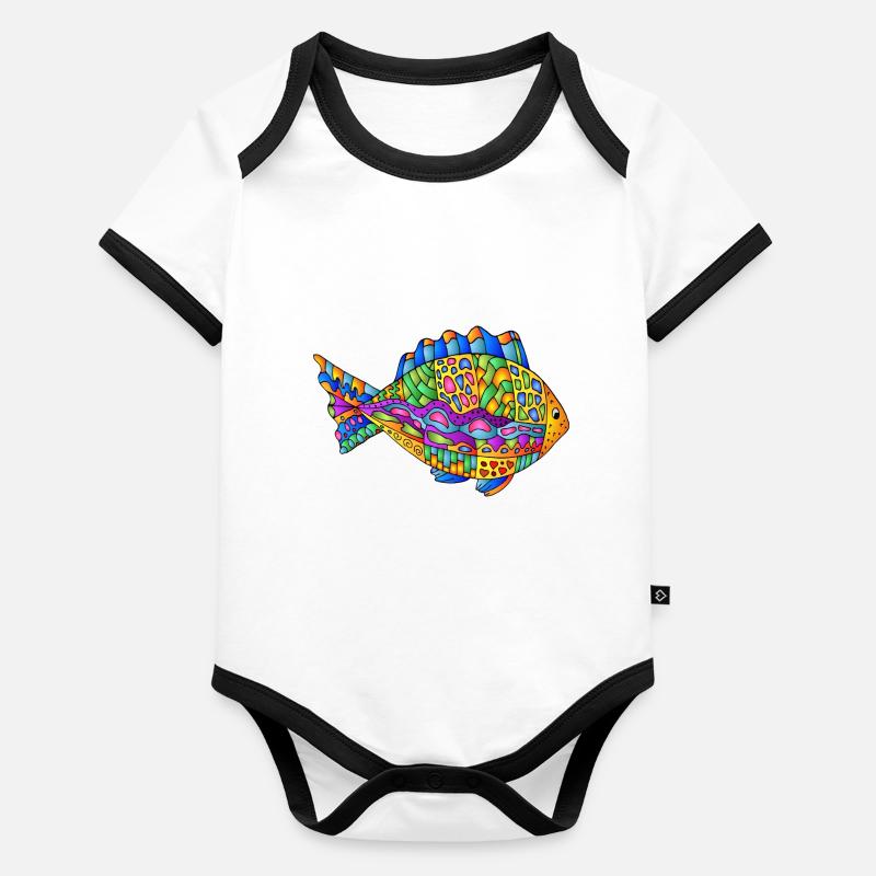Poisson Body Bébé bio contrasté manches courtes