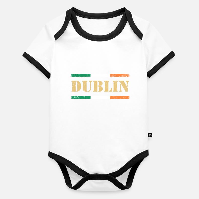 Dublin / Ireland Flag Organic Baby Contrasting Bodysuit
