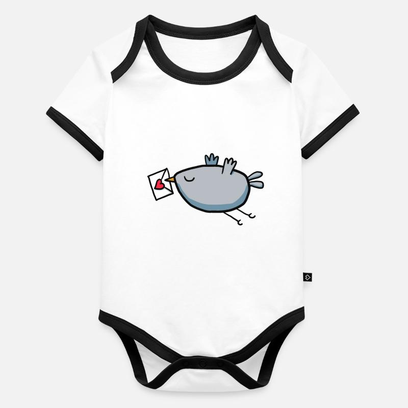 Bird with love letter Organic Baby Contrasting Bodysuit