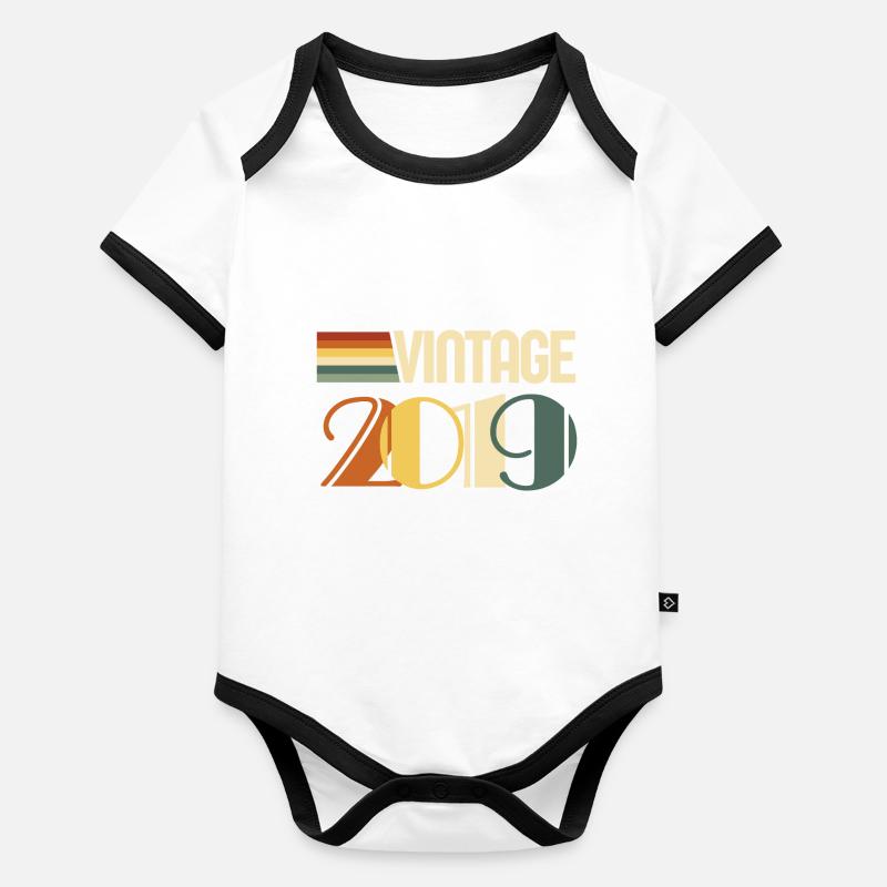 Vintage 2019 - 2019 Anniversary Gift Organic Baby Contrasting Bodysuit