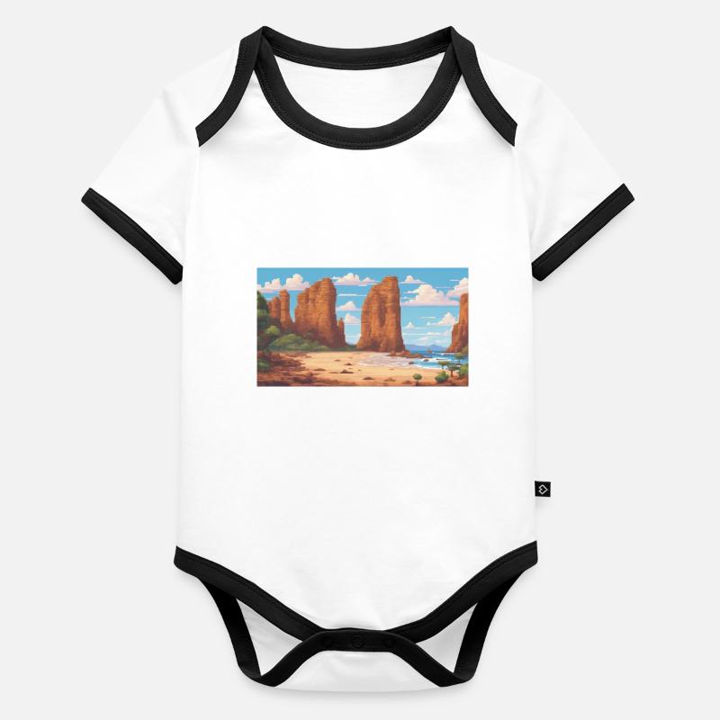 Great Ocean Road, Australia - Pixel Art Organic Baby Contrasting Bodysuit