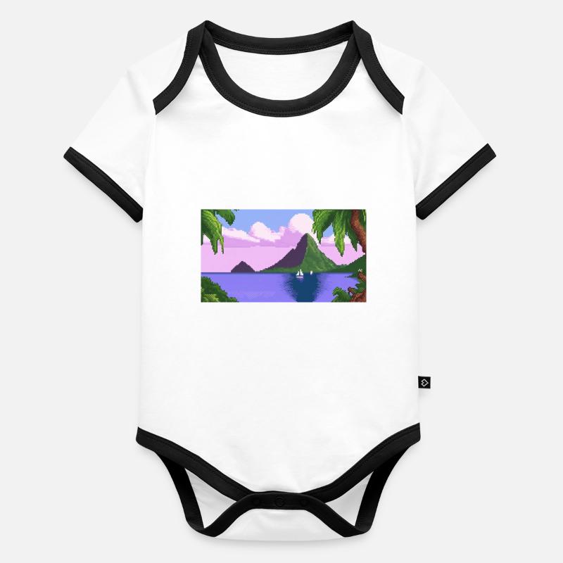 Piton ,Sainte-Lucie - Pixel Art Body Bébé bio contrasté manches courtes