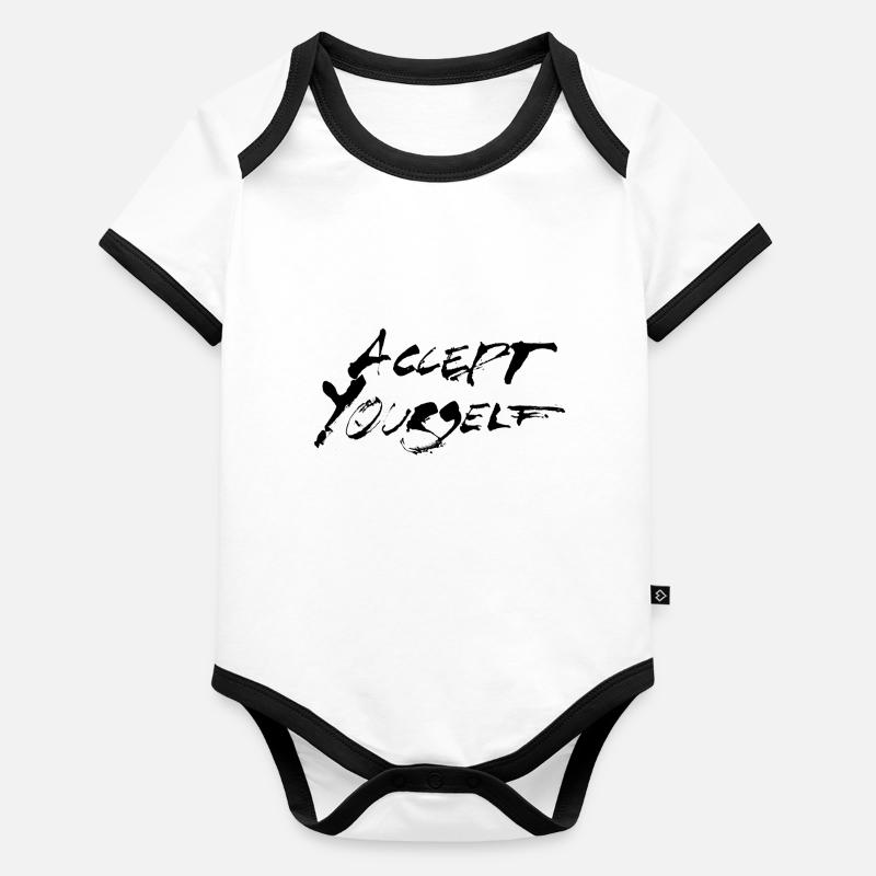Accept yourself schwarz Baby Bio-Kurzarm-Kontrastbody