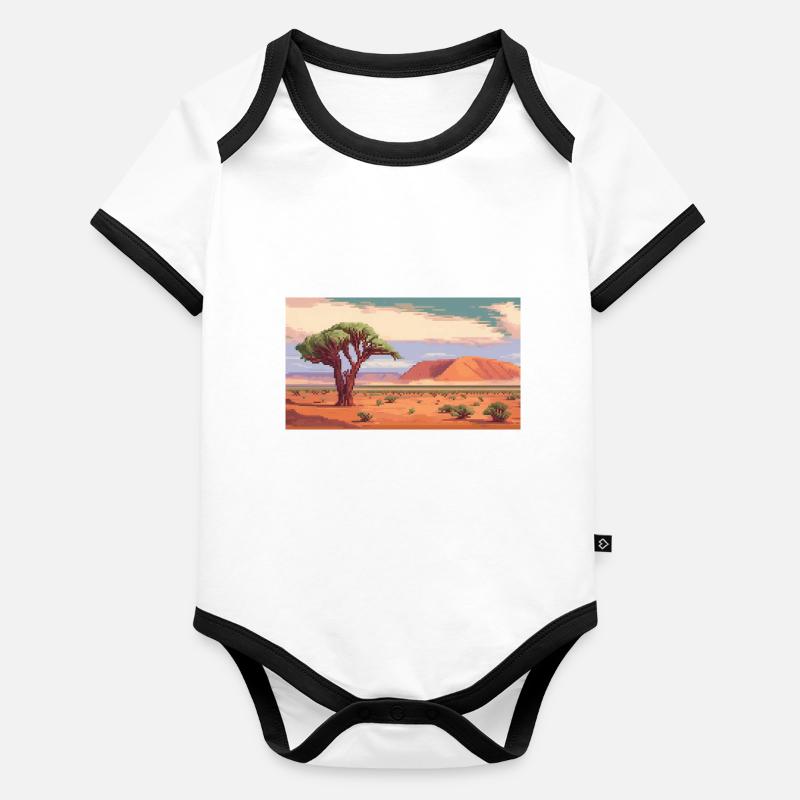 Sossusvlei, Namibie - Pixel Art Body Bébé bio contrasté manches courtes