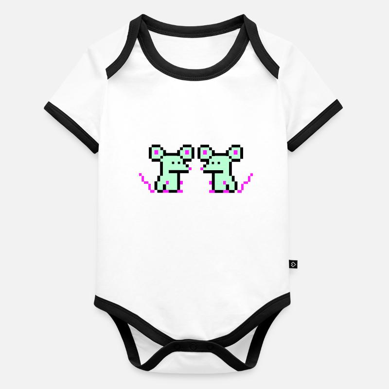 pixel mäuse Baby Bio-Kurzarm-Kontrastbody