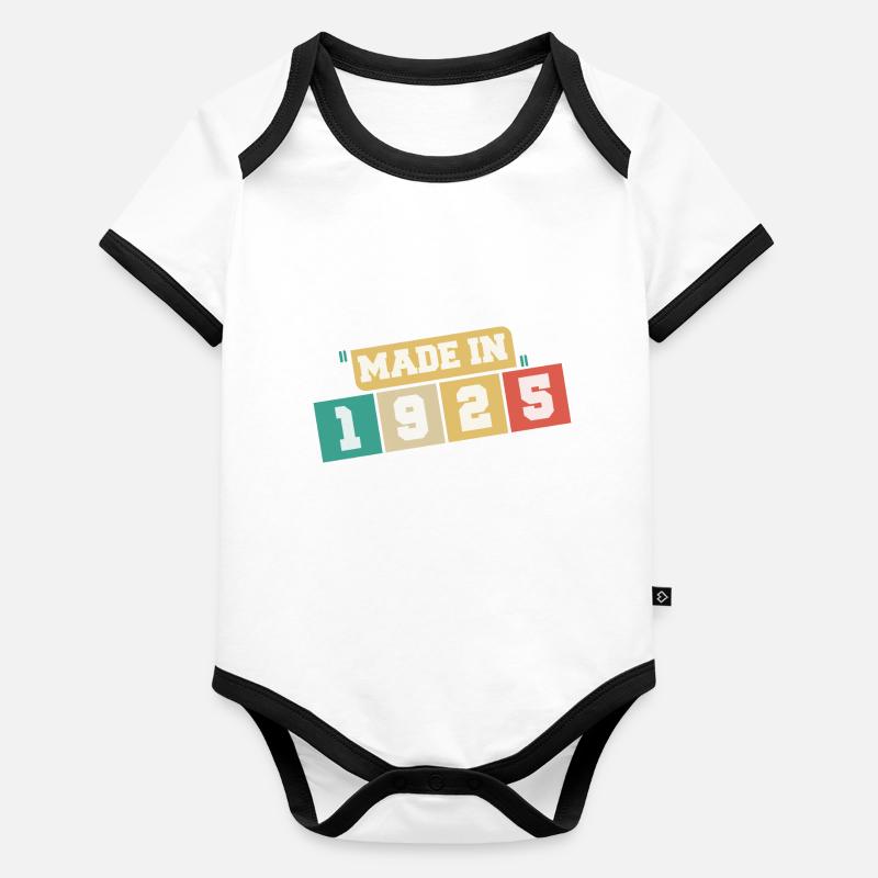 1925 Birthday 1925 Born in 1925 Birthday Organic Baby Contrasting Bodysuit