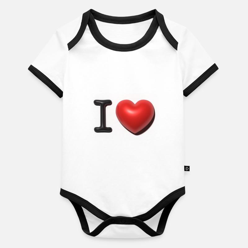 I Love en 3D Body Bébé bio contrasté manches courtes