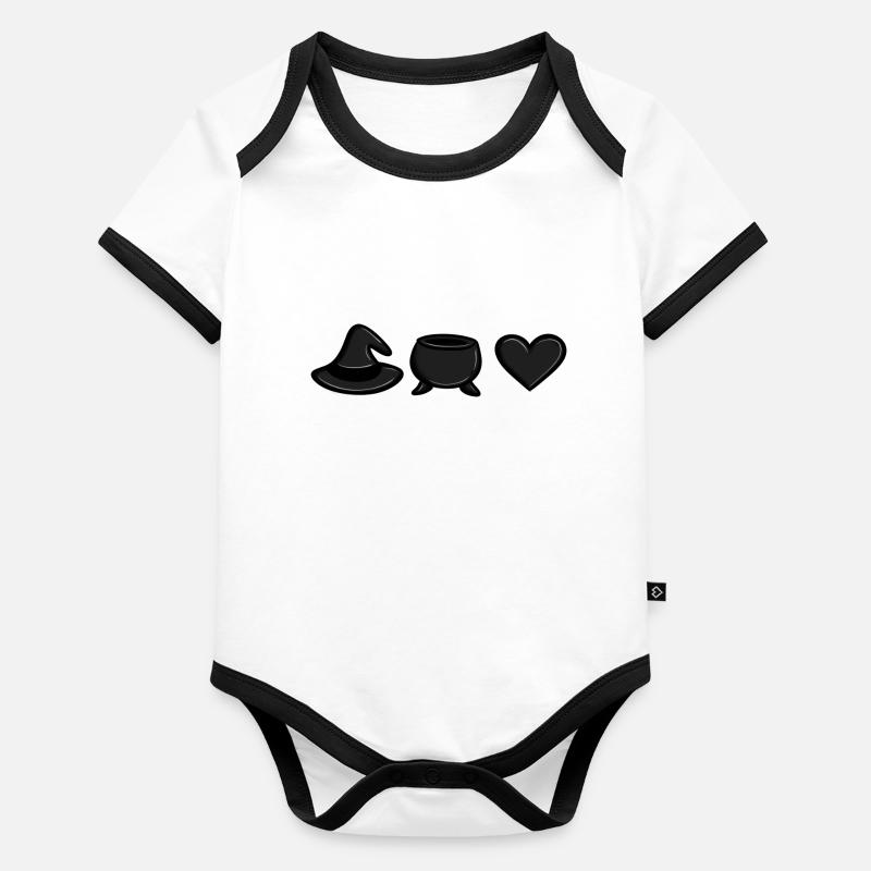 Amour du chaudron de sorcière (noir) Body Bébé bio contrasté manches courtes