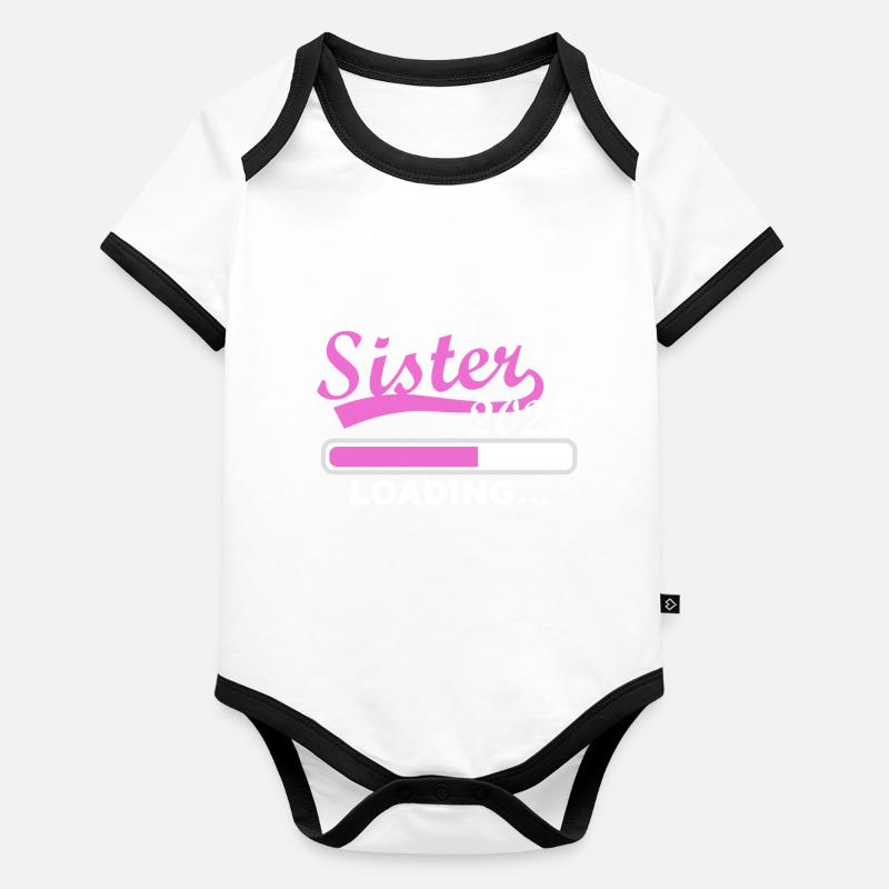 Schwester 2025 loading, 2025 große Schwester Baby Bio-Kurzarm-Kontrastbody