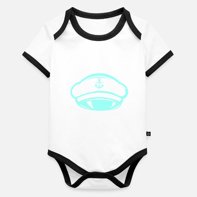 Bonnet de capitaine Body Bébé bio contrasté manches courtes