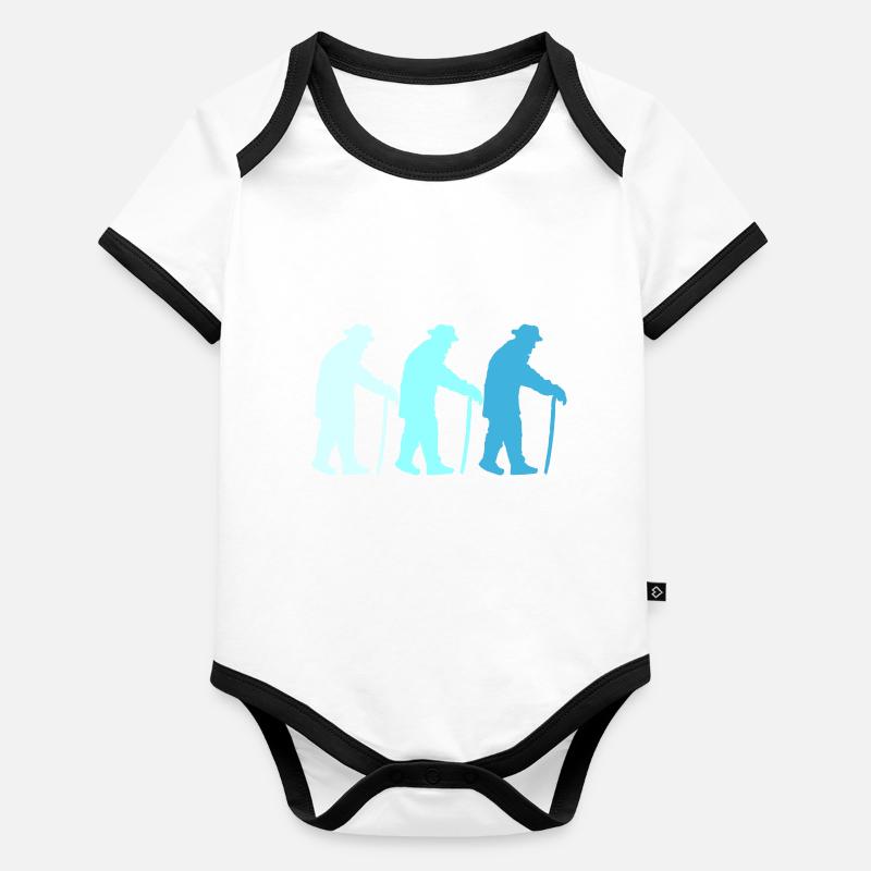Three Grandpas Retired Age Men Team Silhouette Organic Baby Contrasting Bodysuit