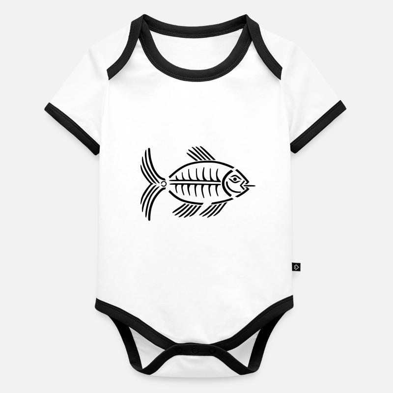 Prehistoric Fish 1.0 Organic Baby Contrasting Bodysuit