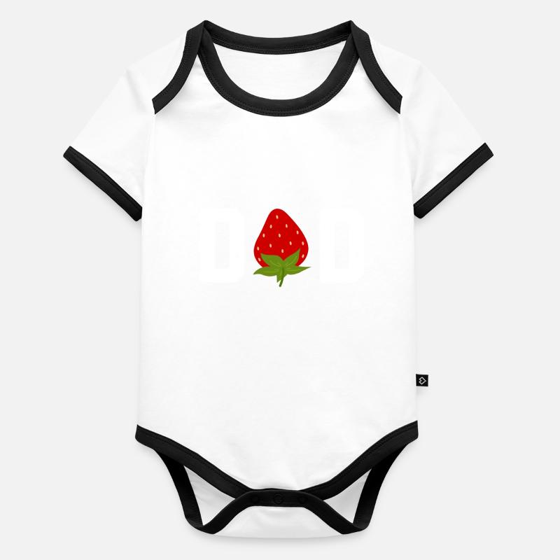 Strawberry Dad Fruit Lover Fruitarian Father's Day Organic Baby Contrasting Bodysuit