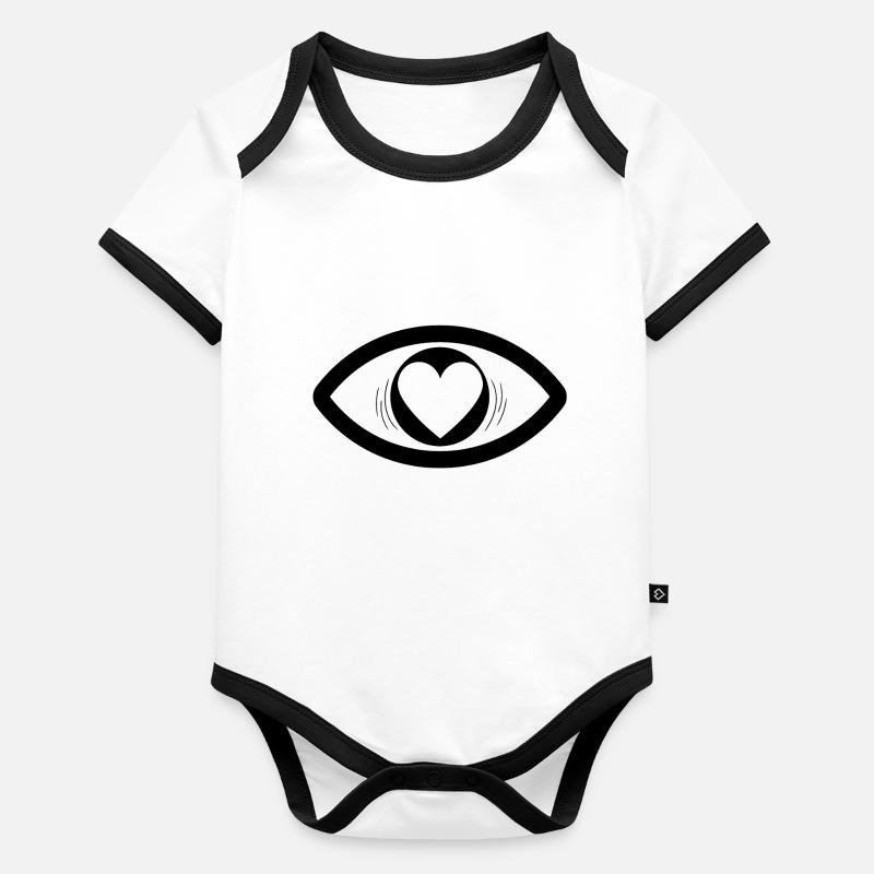 Coeur dans les yeux Body Bébé bio contrasté manches courtes
